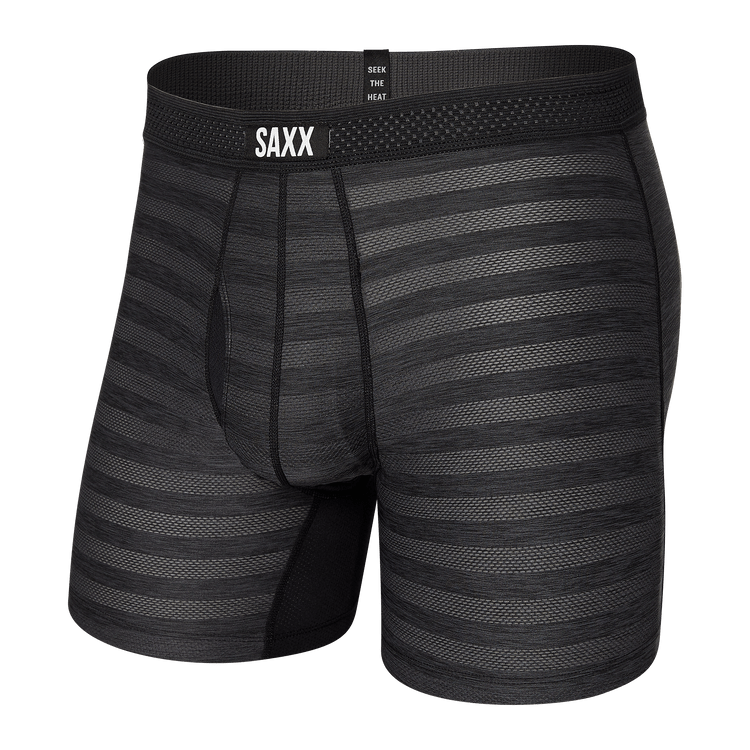SAXX Mens Droptemp Cooling Mesh Boxer Brief Fly  -  X-Small / Black Heather