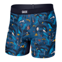 SAXX Mens DropTemp Cooling Mesh Boxer Brief  -  X-Small / Whale Watch/Storm Blue