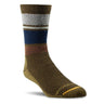 Woolrich Mens Mid Stripe Crew Socks  -  Large / Mustang Brown