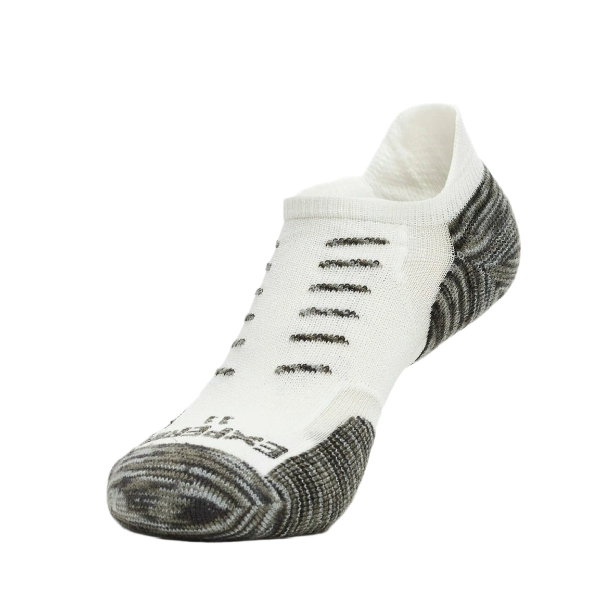 Thorlo Experia TECHFIT Light Cushion No Show Tab with Rocket Grip Socks  -  X-Small / White Gray