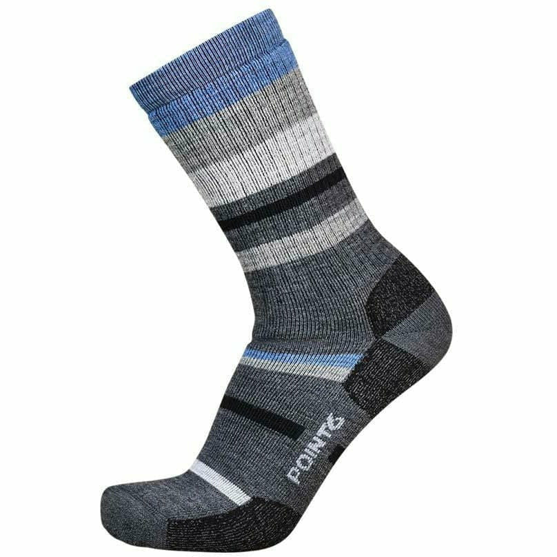 Point6 Hiking Mixed Stripe Medium Crew Socks  -  Medium / Gray