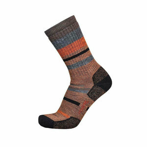 Point6 Hiking Mixed Stripe Medium Crew Socks  -  Medium / Cedar