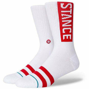 Stance Mens OG Classic Crew Socks  -  Medium / White/Red
