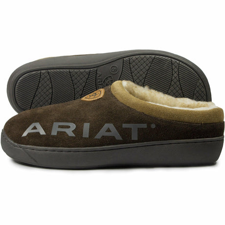 Ariat Mens Suede Clog Slippers with Ariat Logo  -  M9 / Chocolate