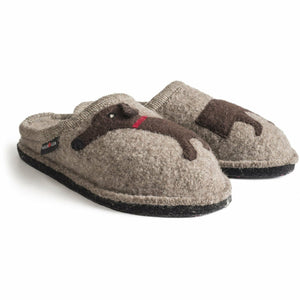 Haflinger Womens Doggy Wool Slippers  -  36 / Tan/Natural
