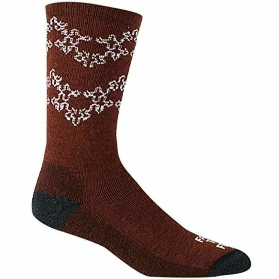 Farm to Feet Womens Montreal Snowflake Crew Socks  -  Large / Red Clay