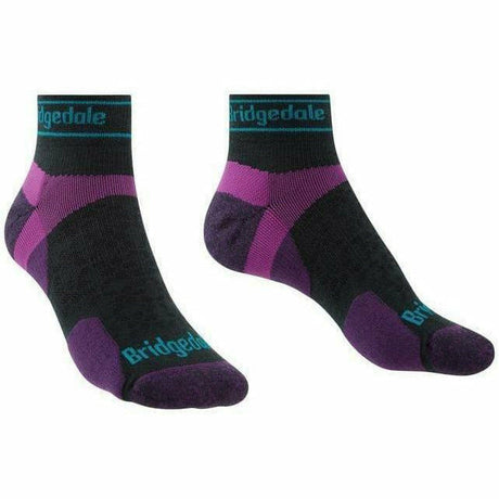 Bridgedale Womens Trail Run Ultralight Merino Low Socks  -  Small / Charcoal/Purple
