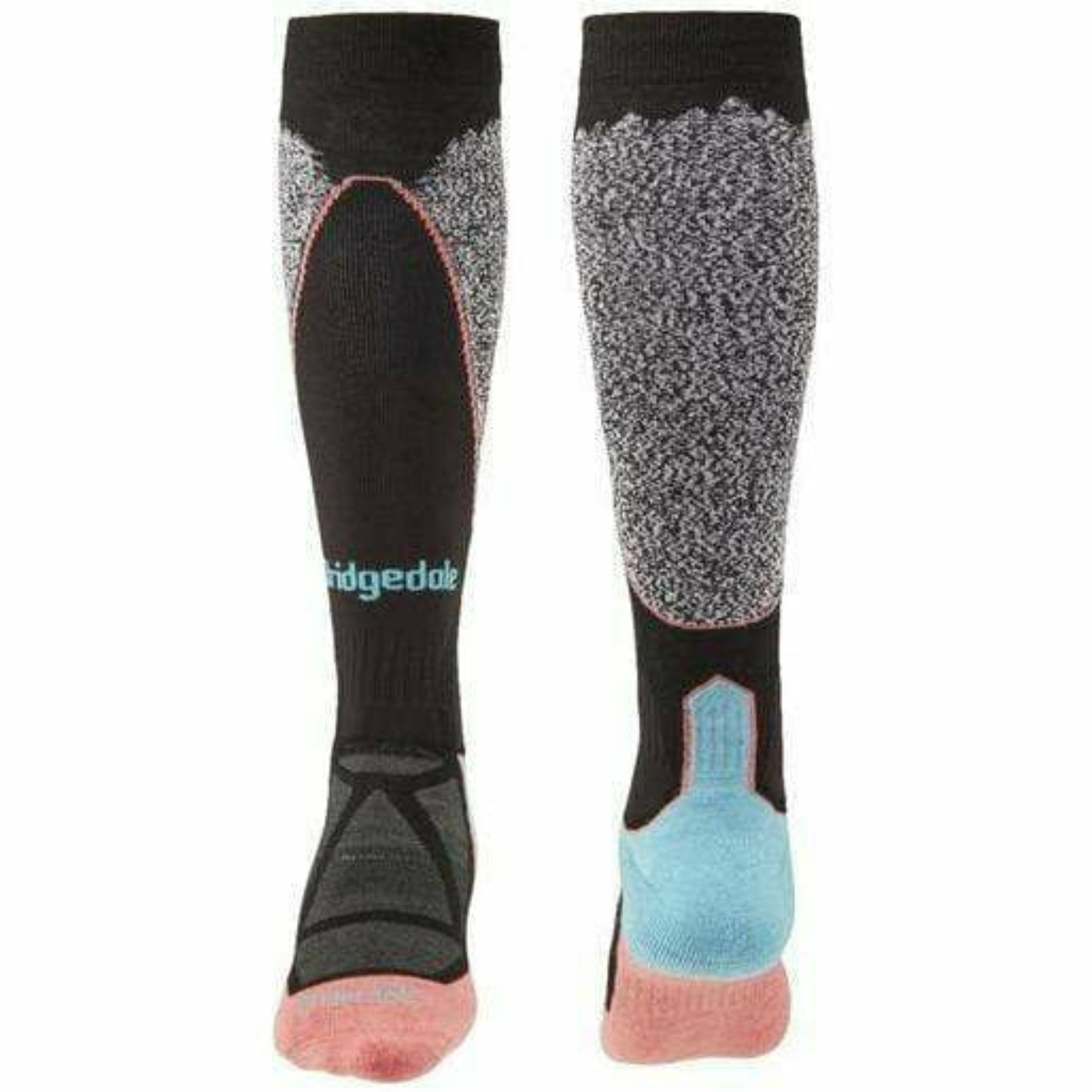 Bridgedale Womens Midweight Merino Ski OTC Socks  -  Small / Black/Coral