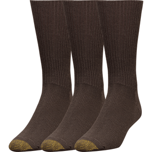Gold Toe Mens Fluffies 3-Pack Socks  -  Regular / Brown
