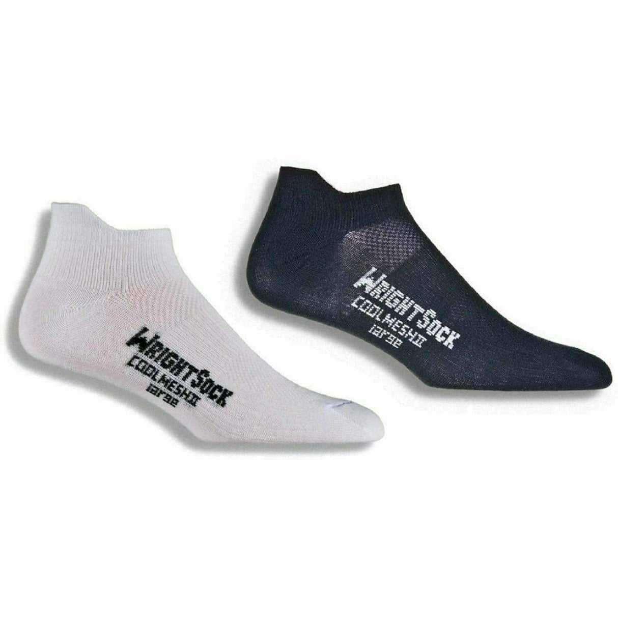 Wrightsock Double-Layer Coolmesh II Lightweight Tab Socks  -  Small / Black/White / 2-Pair Pack