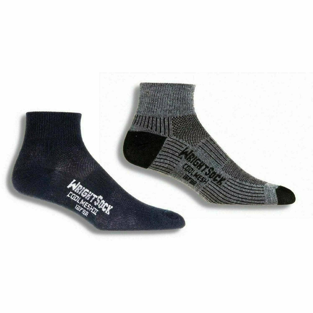 Wrightsock Coolmesh II Quarter Socks  -  Small / Black/Grey / 2-Pair Pack