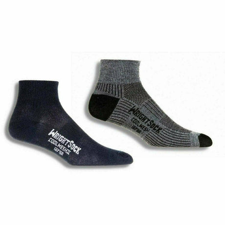 Wrightsock Coolmesh II Quarter 2-Pack Socks  -  Small / Black/Grey
