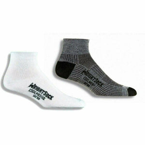 Wrightsock Double-Layer Coolmesh II Lightweight Quarter Socks  -  Small / White/Gray / 2-Pair Pack