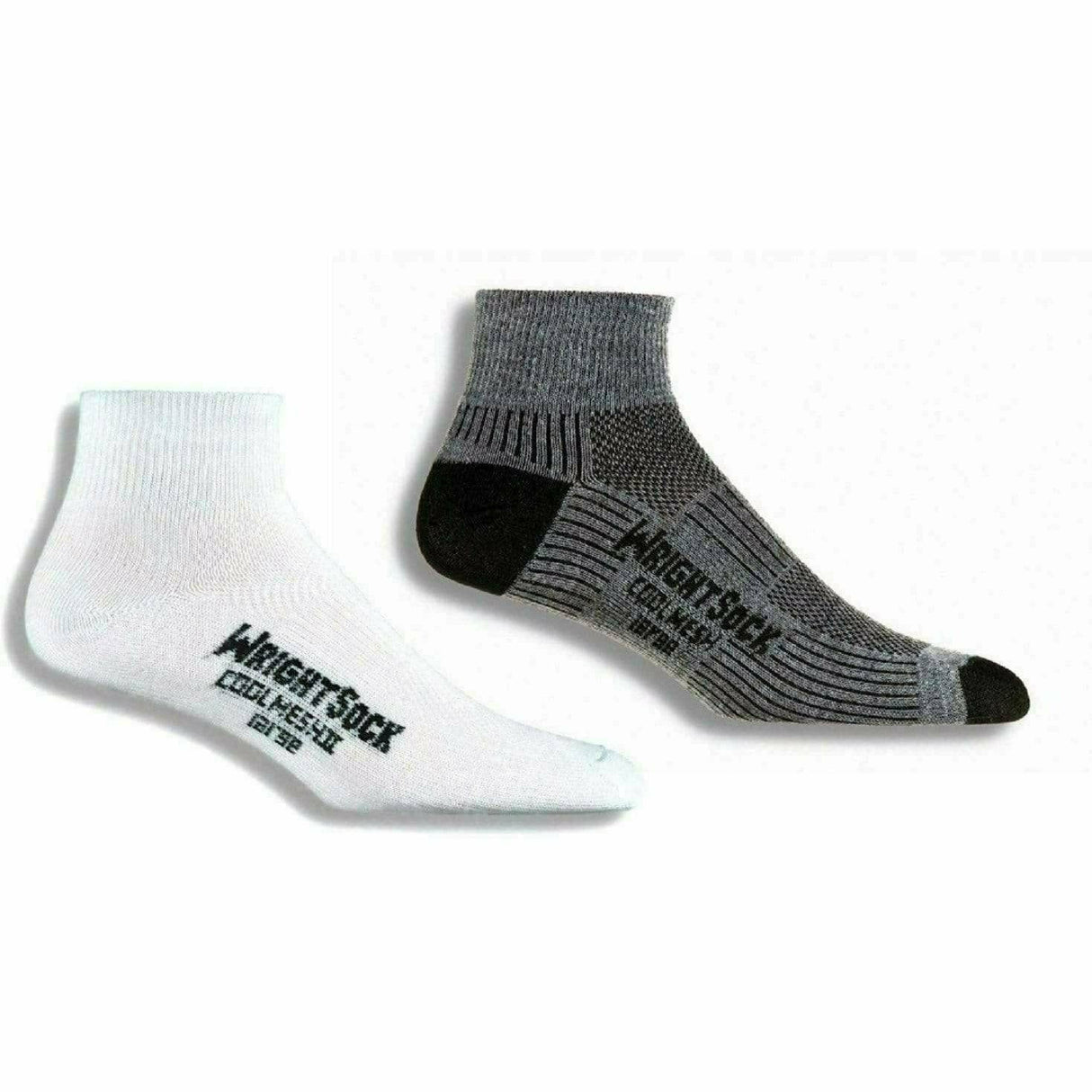 Wrightsock Coolmesh II Quarter Socks  -  Small / White/Grey / 2-Pair Pack