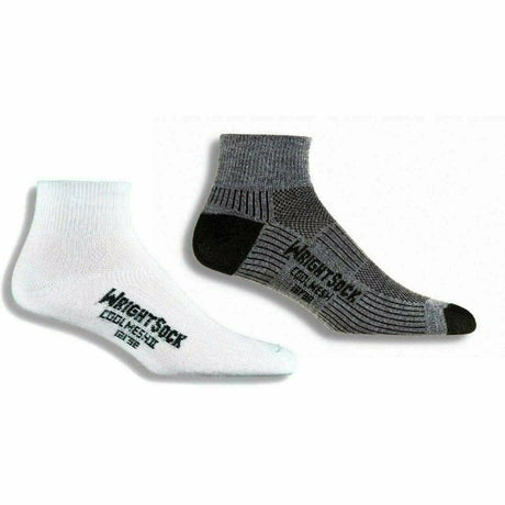 Wrightsock Coolmesh II Quarter 2-Pack Socks  -  Small / White/Grey