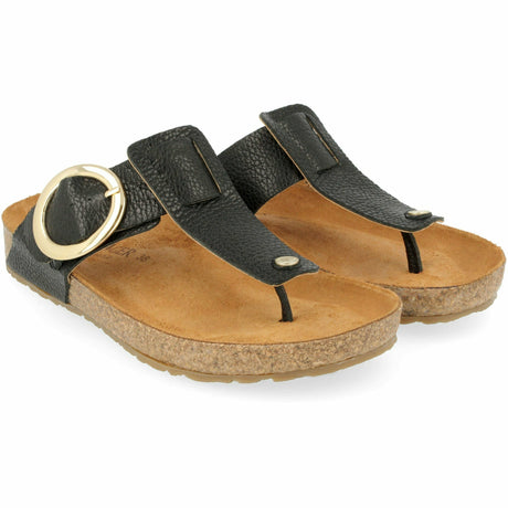 Haflinger Womens Round Buckle Corinna Sandals  -  36 / Black Pebble