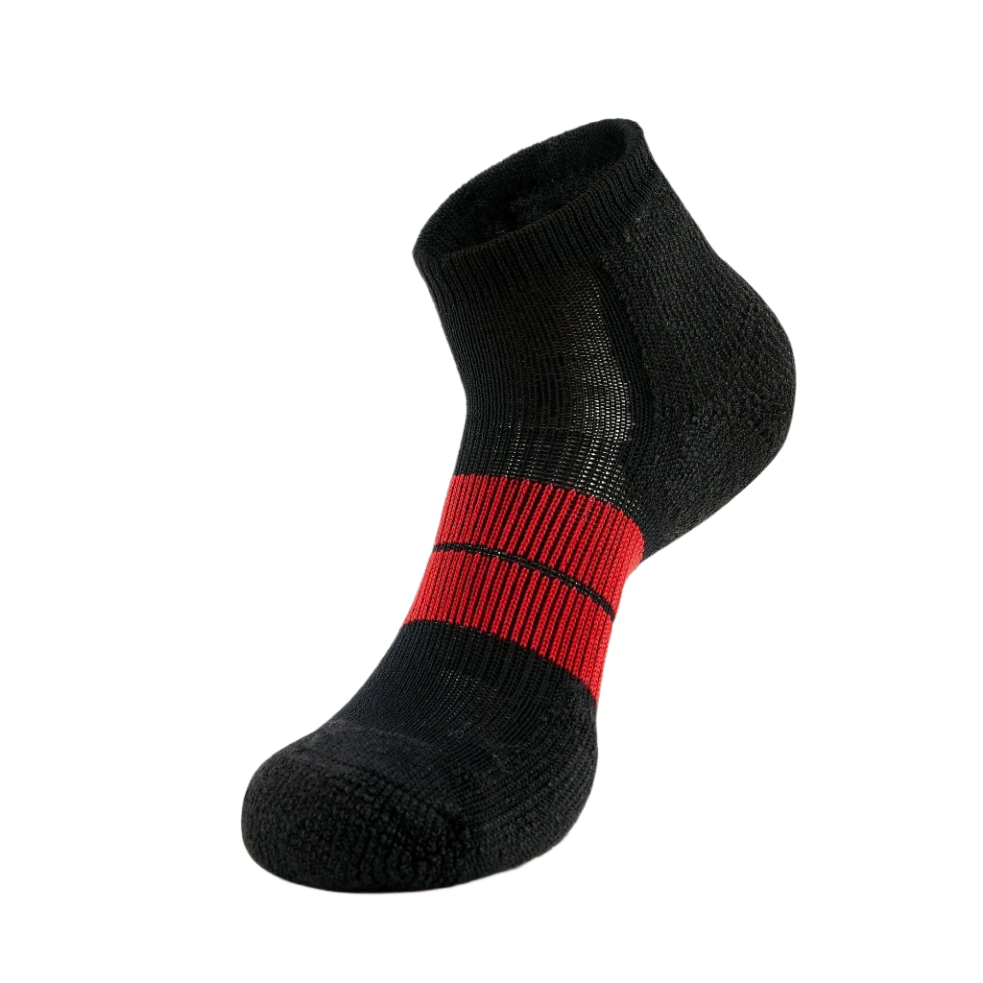 Thorlo Mens 84N Running Maximum Cushion Low Cut Socks  -  Medium / Black/Red