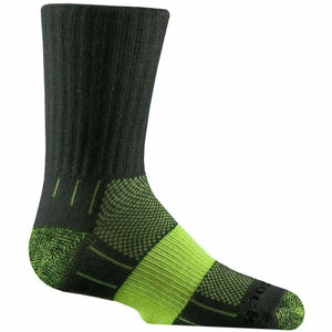 Wrightsock Kids Double-Layer Escape Midweight Crew Socks  -  X-Small / Ash/Yellow