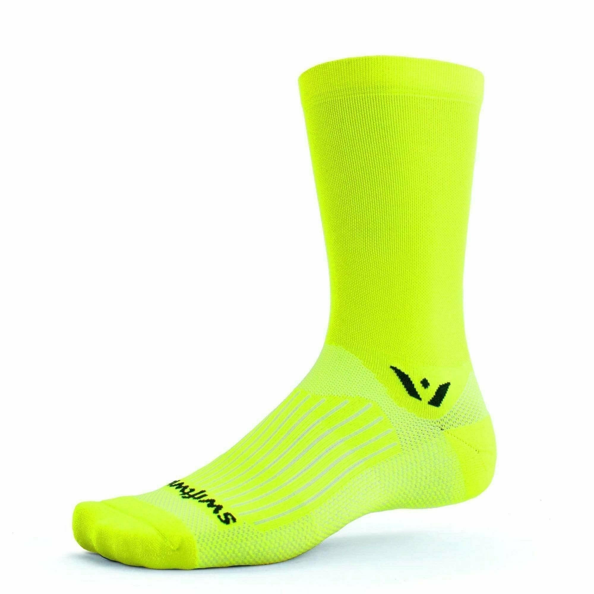 Swiftwick Aspire Seven Crew Socks  -  Small / Hi Vis Yellow