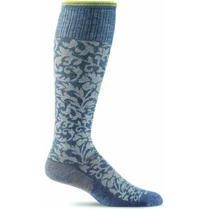 Sockwell Womens Damask Moderate Compression Knee High Socks  -  Small/Medium / Denim