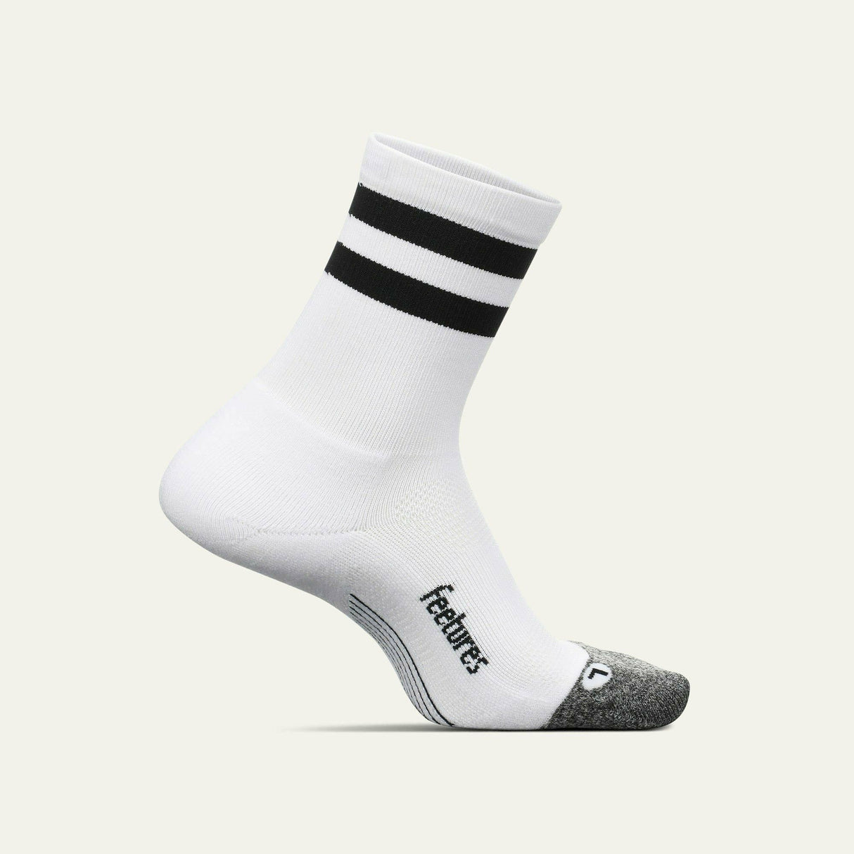 Feetures Elite Light Cushion Mini Crew Socks  -  Medium / White High Top Stripe