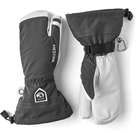 Hestra Army Leather Heli Ski 3-Finger Mittens  -  5 / Gray