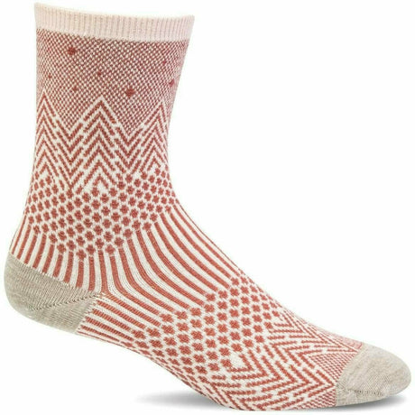 Sockwell Womens Mountain Jacquard Essential Comfort Crew Socks  -  Small/Medium / Red Rock Shimmer