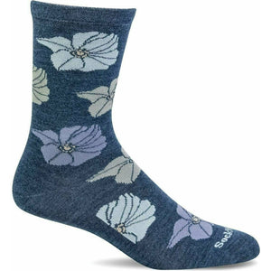 Sockwell Womens Big Bloom Essential Comfort Crew Socks  -  Small/Medium / Denim