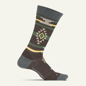 Feetures Mens Everyday Sedona Cushion Crew Socks  -  Medium / Brown/Gray