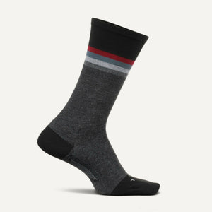 Feetures Mens Everyday Tailored Stripe Cushion Crew Socks  -  Medium / Black