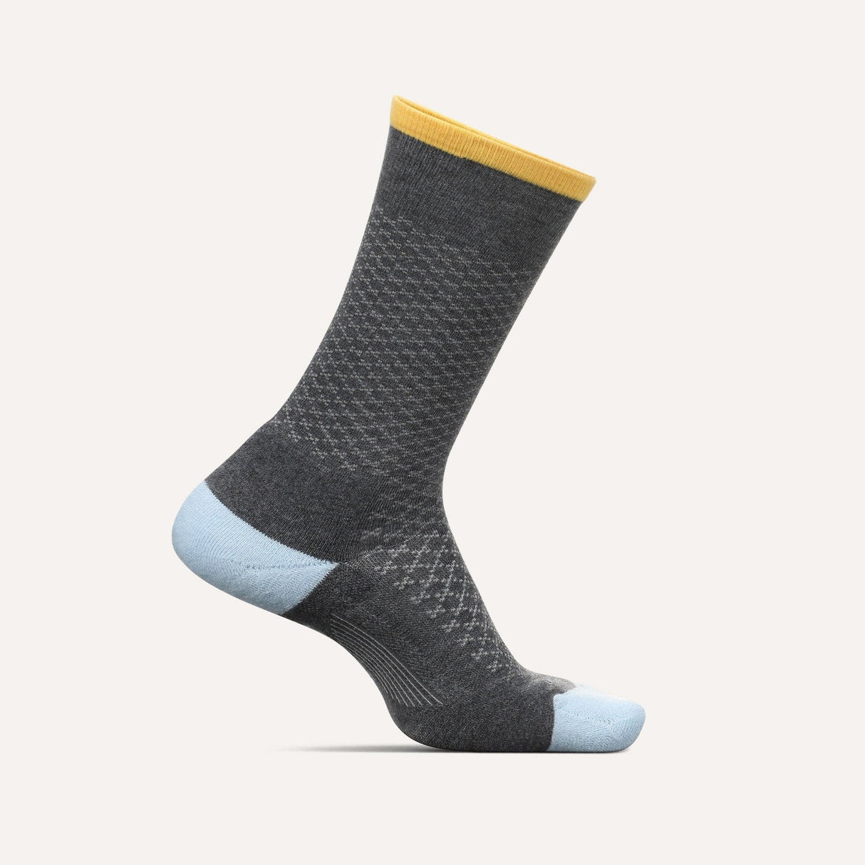 Feetures Mens Everyday Mod Jacquard Cushion Crew Socks  -  Medium / Gray