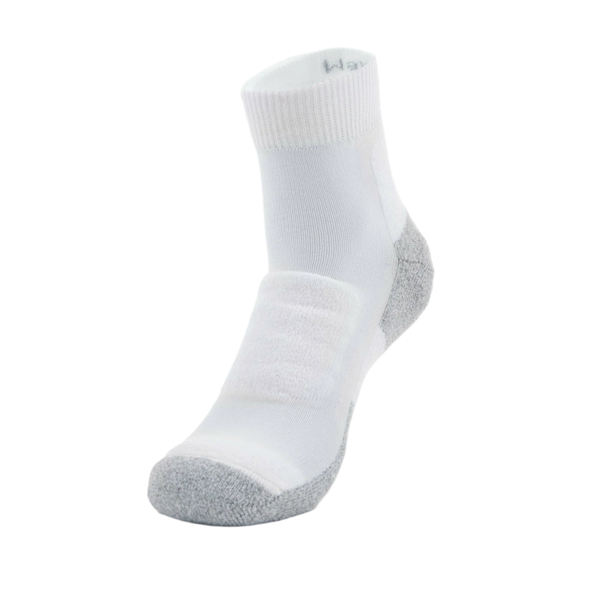 Thorlo Mens Thin Cushion Walking Mini Crew Socks  -  Medium / White/Platinum