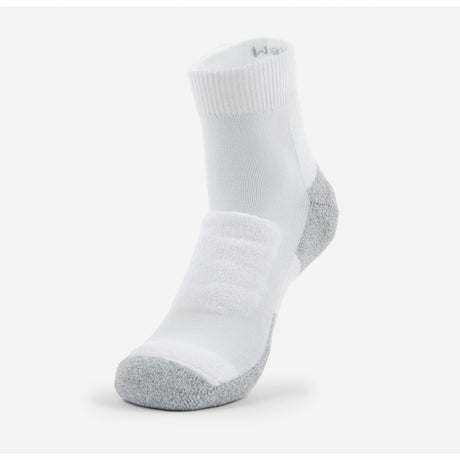 Thorlo Mens Thin Cushion Walking Mini Crew Socks  -  Medium / White/Platinum