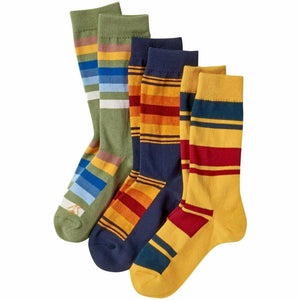 Pendleton National Park Striped Crew Socks  -  Large / Yellowstone/Grand Canyon/Rocky Mountain / 3-Pair Pack