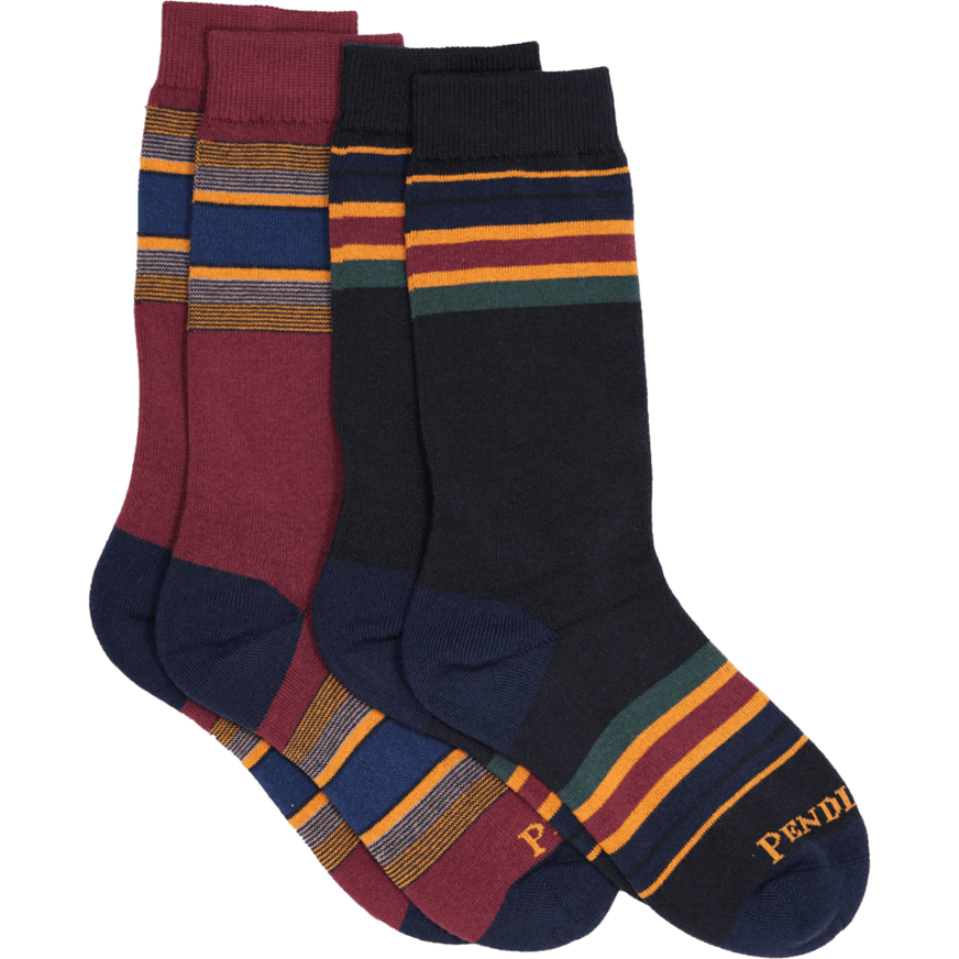 Pendleton Yakima Stripe 2-Pack Crew Socks  -  Medium / High Ridge/Oxford