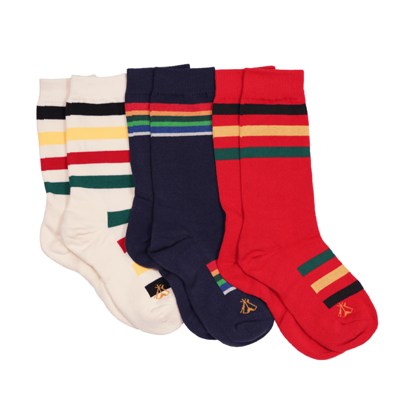 Pendleton Kids National Park Striped Crew 3-Pack Socks  -  Small / Glacier/Crater Lake/Rainier