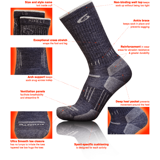 Point6 Taos Ultra Light 3/4 Crew Socks  -  Small / Black