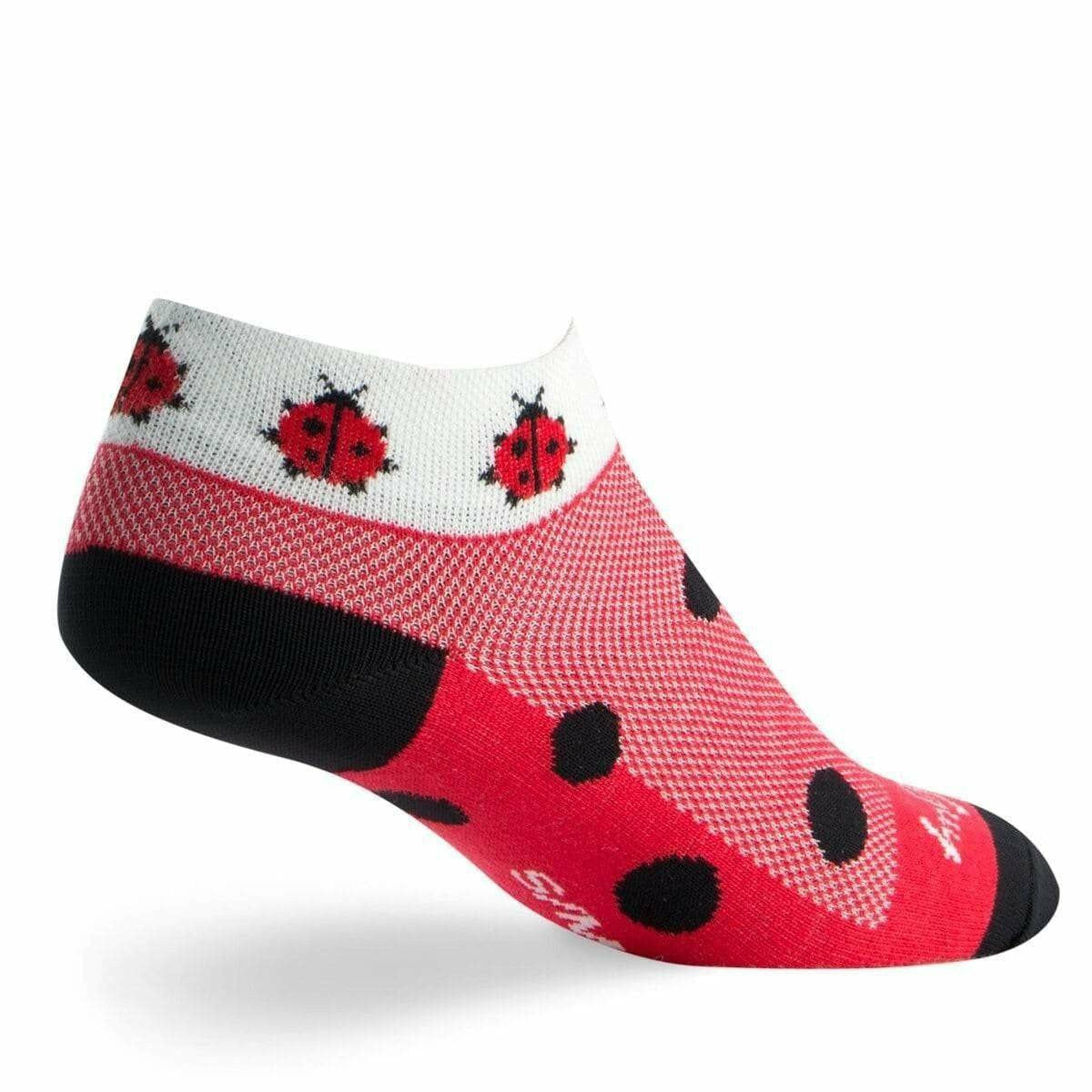 SockGuy Womens Lady Bugs 1 Inch Micro Crew Socks  -  Small/Medium
