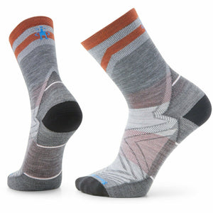 Smartwool Run Zero Cushion Mid Crew Pattern Socks  -  Medium / Medium Gray