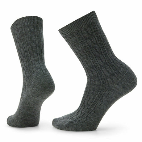 Smartwool Womens Everyday Cable Zero Cushion Crew Socks  -  Small / Medium Gray