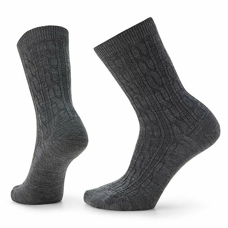 Smartwool Womens Everyday Cable Crew Zero Cushion 2-Pack Socks - Clearance  -  Medium / Medium Gray