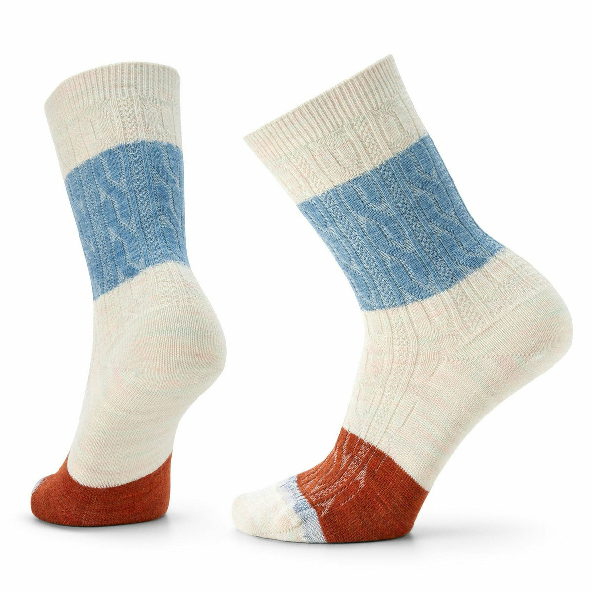 Smartwool Everyday Color Block Cable Crew Socks  -  Small / Moonbeam