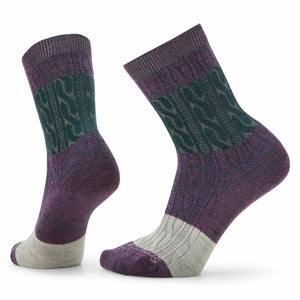 Smartwool Everyday Color Block Cable Crew Socks  -  Small / Twilight Blue