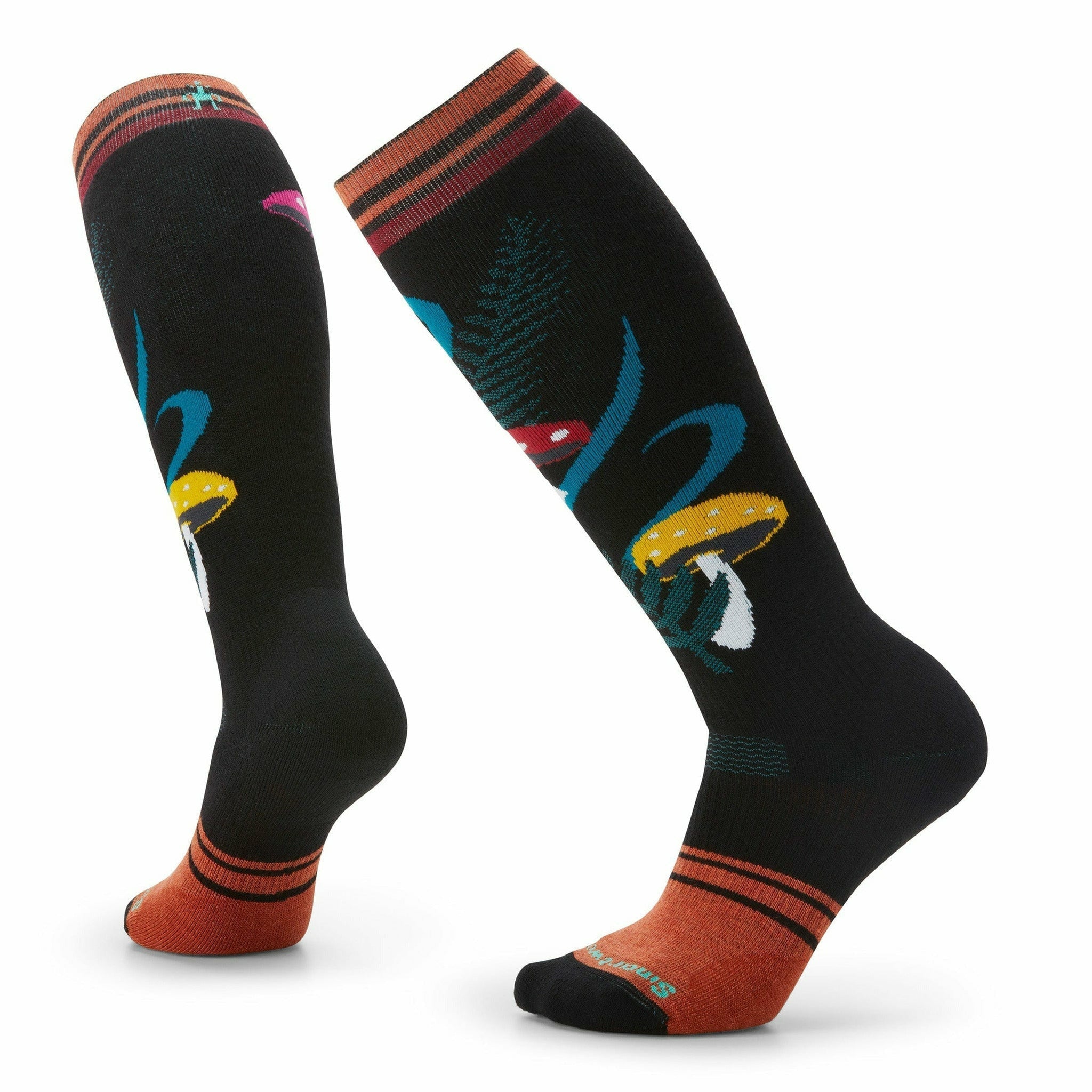 Smartwool Womens Snowboard Full Cushion Fungi Fabulous Over-the-Calf Ski Socks - Clearance  -  Large / Black