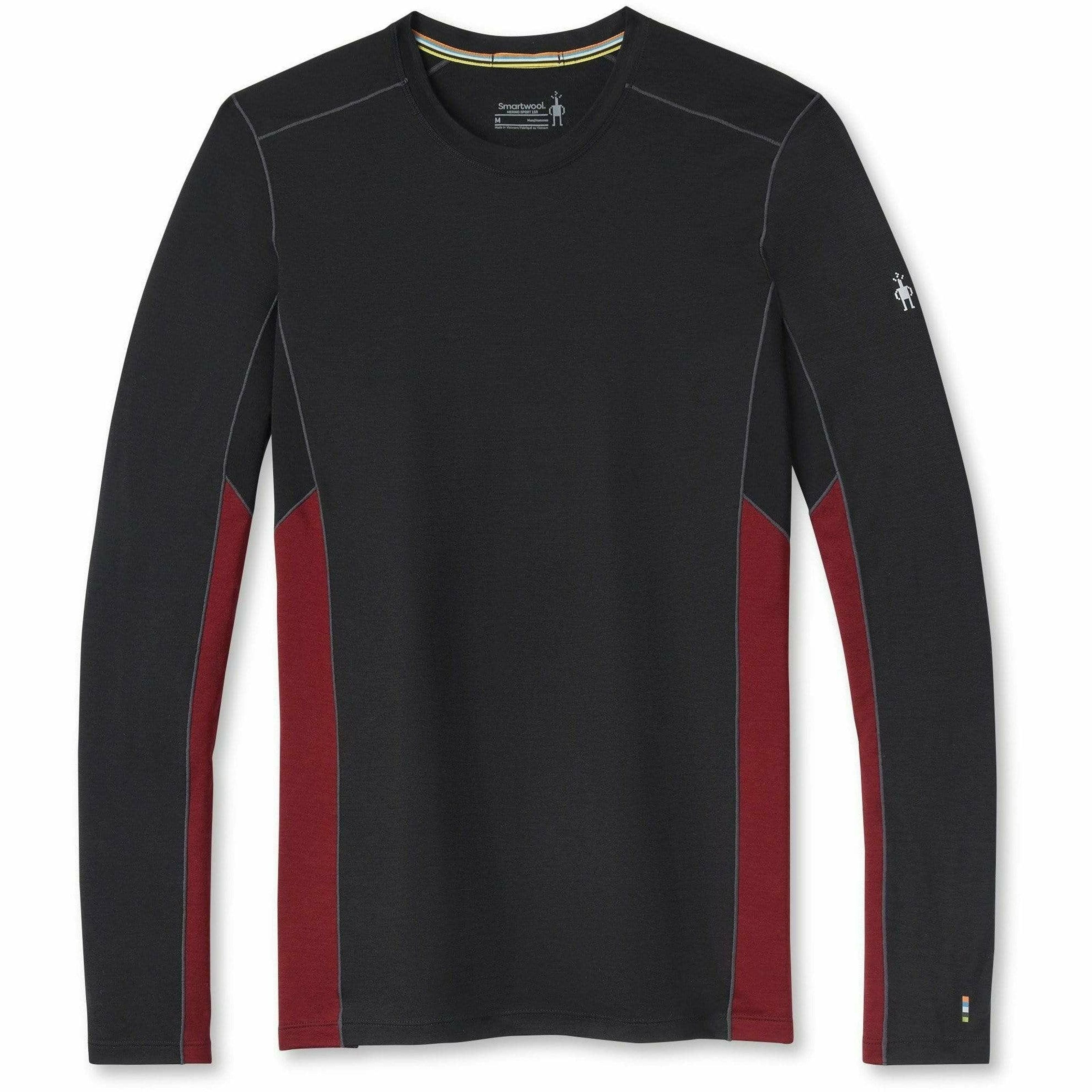 Smartwool Mens Merino Sport Long-Sleeve Crew - Clearance  -  Small / Tibetan Red Heather/Black