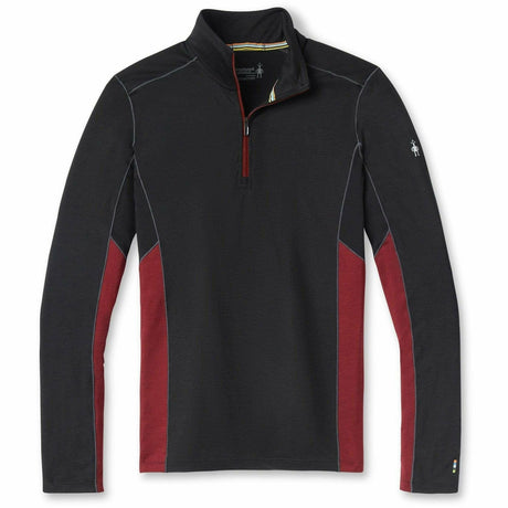 Smartwool Mens Merino Sport Long-Sleeve 1/4 Zip  -  Small / Tibetan Red Heather/Black