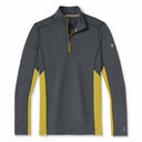 Smartwool Mens Merino Sport Long-Sleeve 1/4 Zip - Clearance  -  Small / Charcoal Heather/Golden Olive