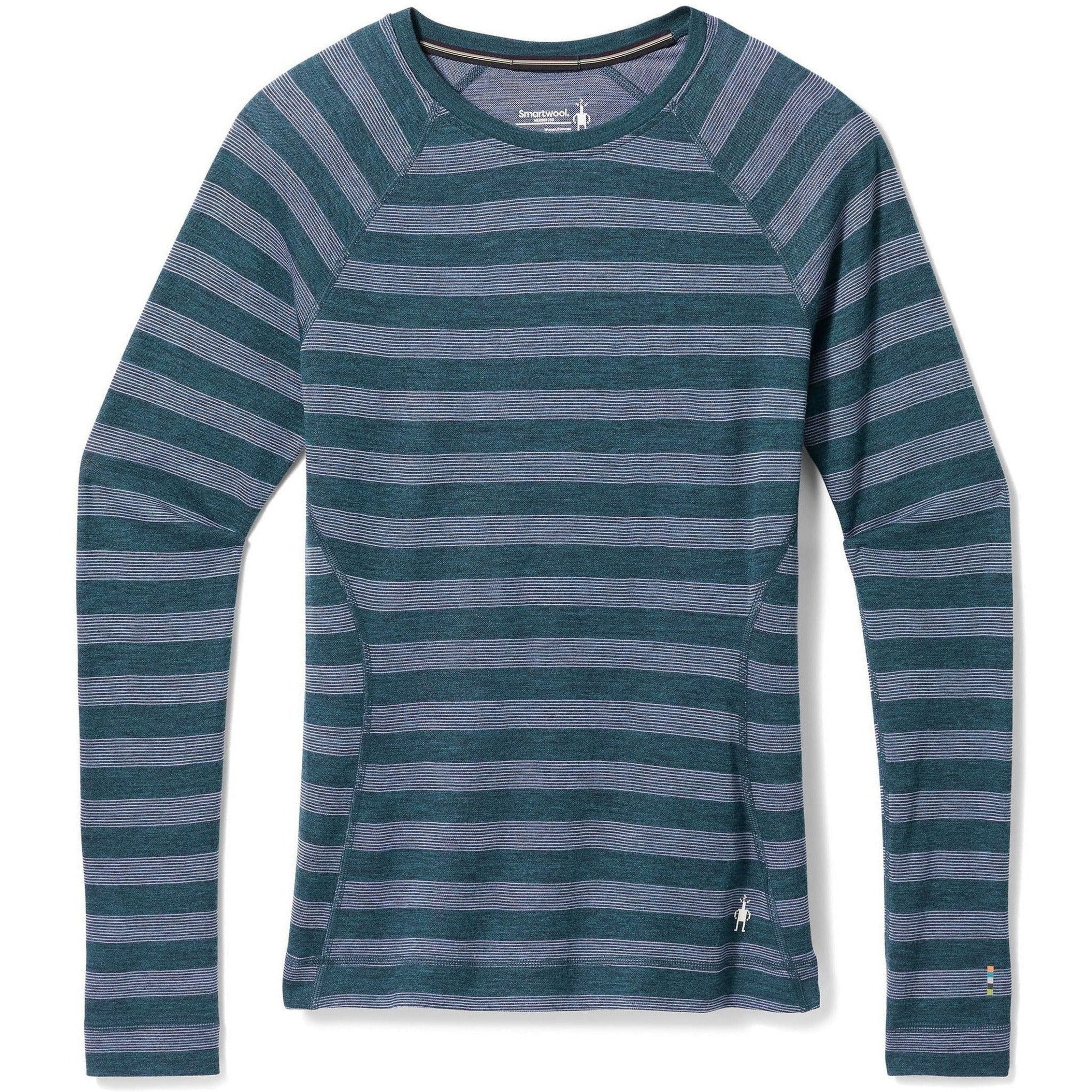 Smartwool Womens Classic Thermal Merino Base Layer Pattern Crew - Clearance  -  X-Large / Ultra Violet Stripe