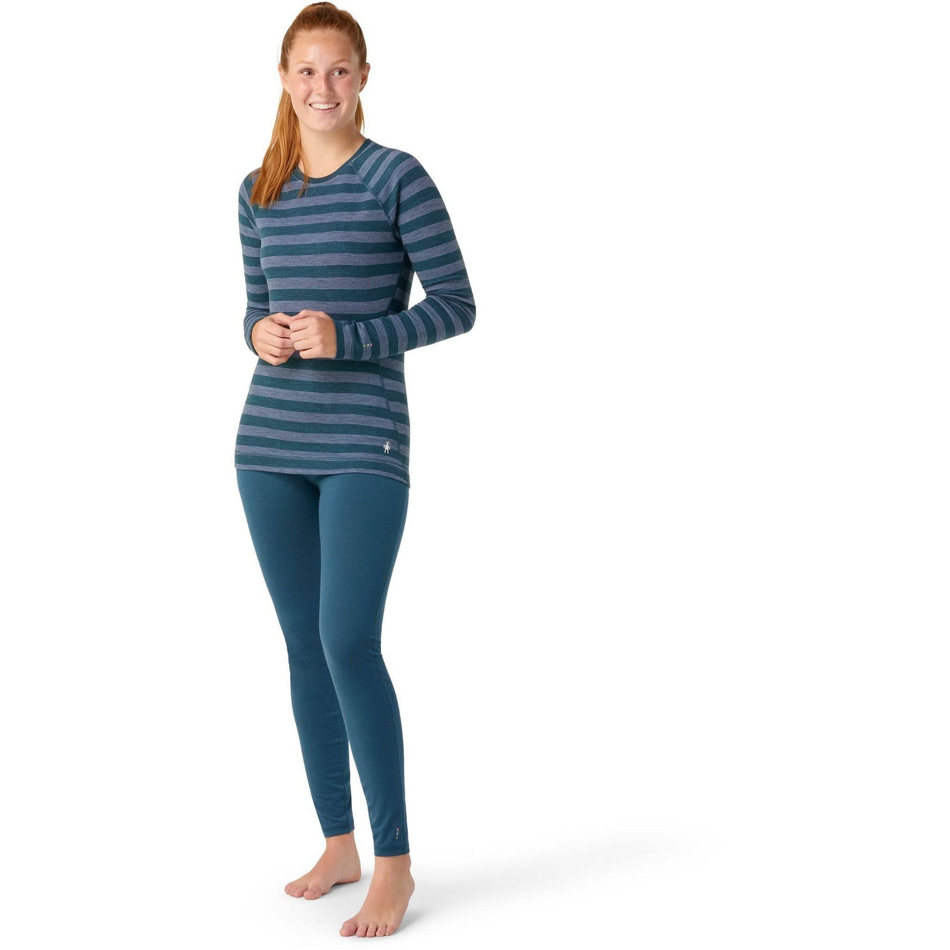 Smartwool Womens Classic Thermal Merino Base Layer Pattern Crew - Clearance  -  X-Large / Ultra Violet Stripe