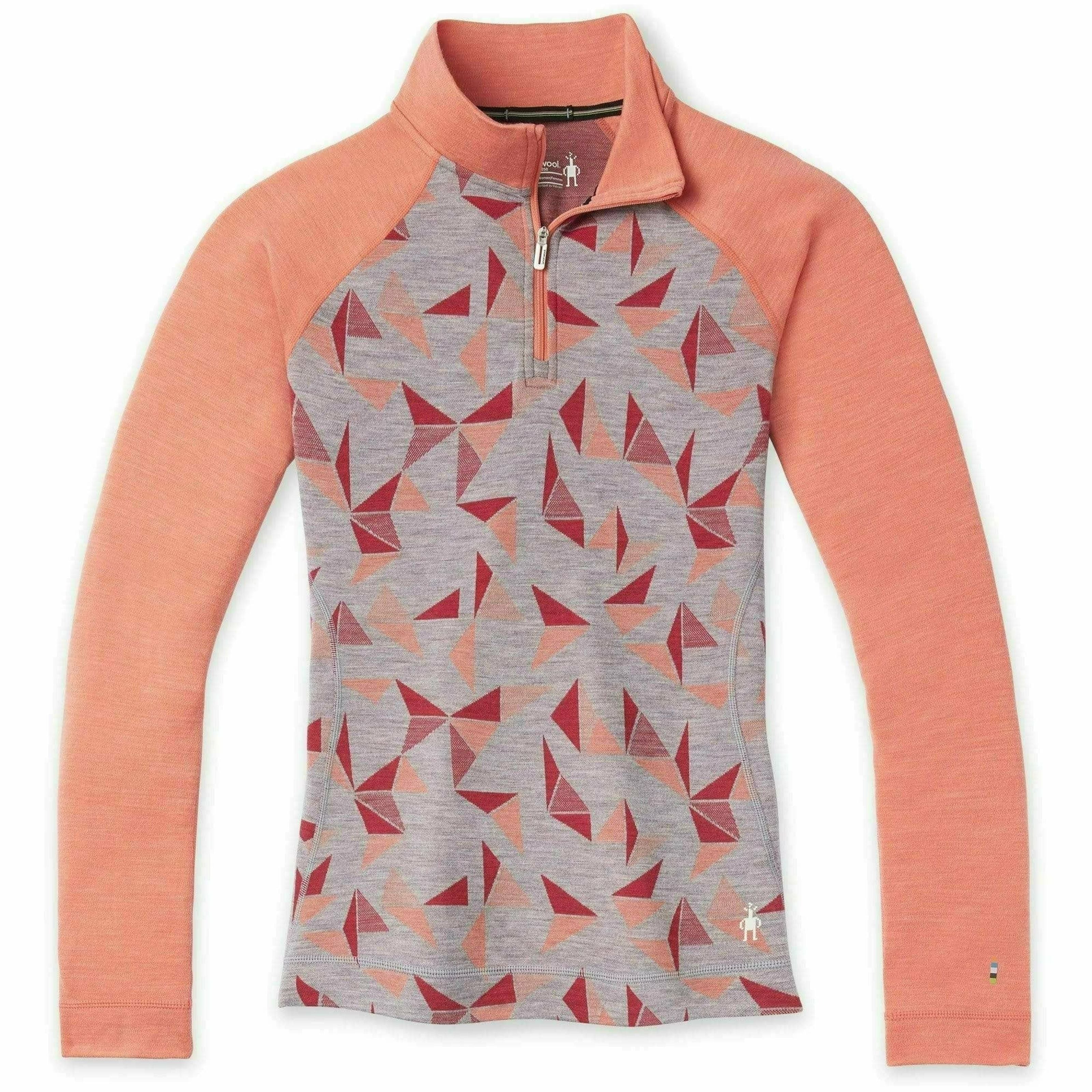 Smartwool Womens Classic Thermal Merino Base Layer Pattern 1/4 Zip - Clearance  -  X-Small / Light Gray Pinwheel